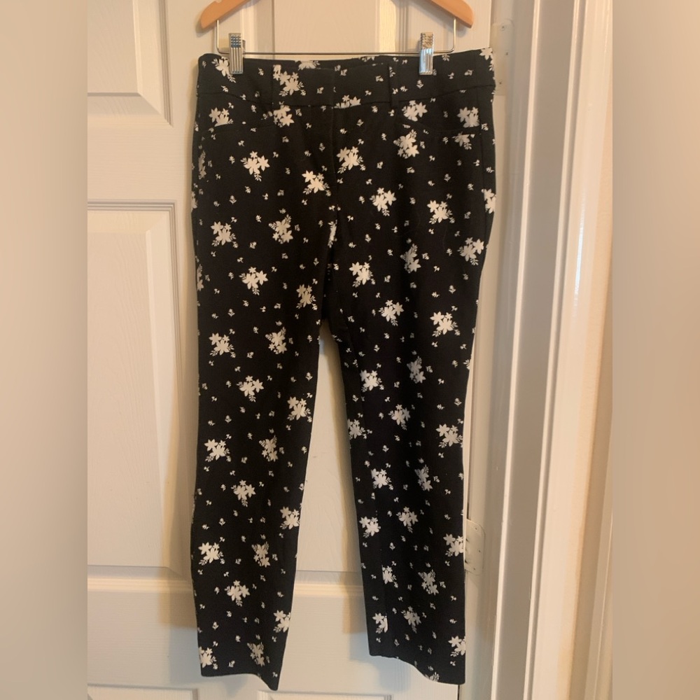 Loft The Riviera Floral Black and White Marisa Pants - size 4